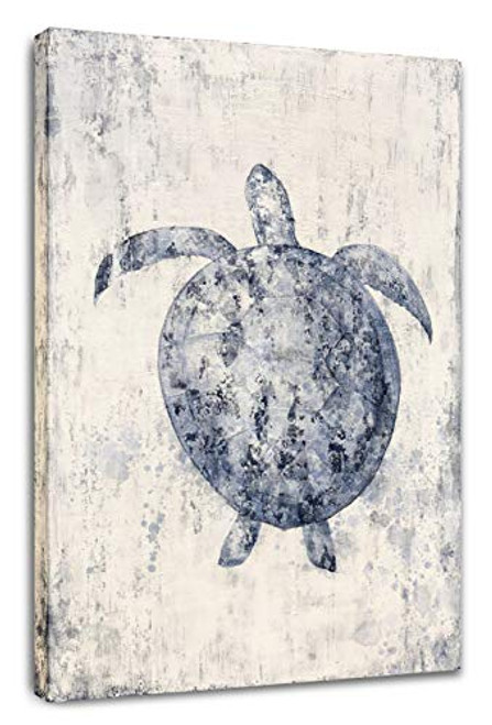 Yihui Arts Sea Turtle Wall Art Hand Painted Coastal Painting Nautical Decor Blue and White Canvas Pictures Ocean Animal Posters for Living Room Bedroom Bathroom Decoration