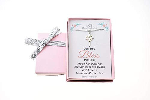 First Communion Cross Pendant in Sterling Silver With Bronze Heart on 14 Sterling Silver Box Chain_ First Communion Gift_ Christian Necklace First Communion Cross Pendant in Sterling Silver With Bronze Heart on 14 Sterling Silver Box Chain_ First Communion Gift_ Christian Necklace