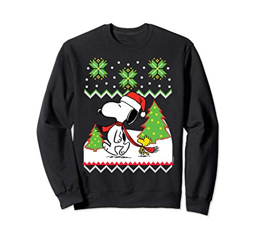 Peanuts Santa Snow Snoopy and Woodstock Sweatshirt