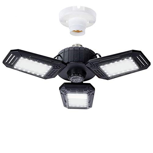 LED Garage Lights 80W Garage Ceiling Light with 3 Deformable Leaf E26 Basement Lights Adjustable 8000 LM Garage Lighting Garage Light Bulb for Garage Warehouse
