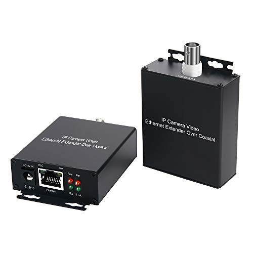 IP Camera Video Ethernet Extender Over Coaxial IP Extender 1Pair IP HD Network Coaxial Transmission Extender Coaxial Cable Port Plug and Play Transmission Distance Max