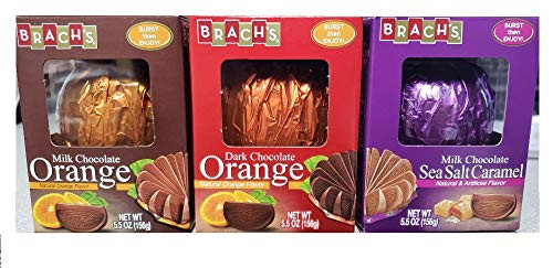 Brachs Candy Premium Chocolate Break-A-Part Ball 5_5 Oz Pack of 6 2 Milk Orange 2 Dark Orange 2 Sea Salt Caramel