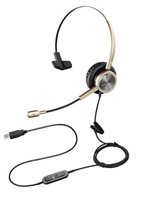 Jiade USB Headset with Microphone Noise Cancelling Computer Headset for PC Laptop Skype UC Lync SoftPhone Call Center Office Business Audio Controls Clear Chat Home Voice Recognition