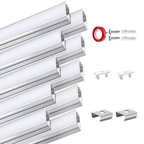 HOMMAND LED Aluminium Channel LED Strip Channel and Diffuser LED Strip Cover with End Caps Mounting Clips and Adhesive LED Aluminium Profile 10Pack 1Meter3_3ft U Shape