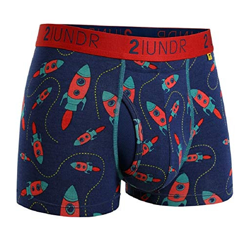 2UNDR Mens Swing Shift 3 Boxer Trunk Underwear Rockets Medium