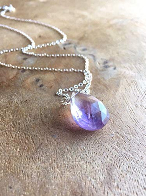 Large Faceted Amethyst Pendant Necklace 18 Inch Sterling Silver Chain February Birthstone Jewelry Gift For Women