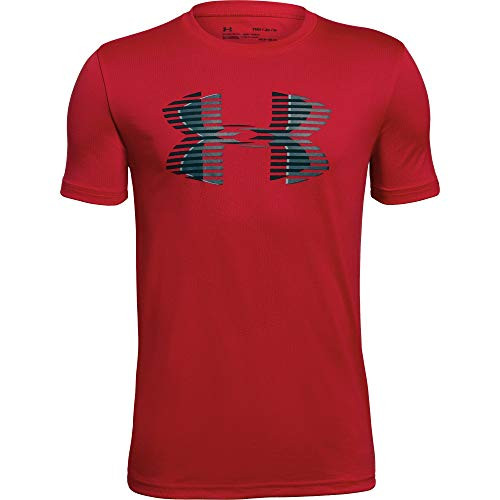 Under Armour Boys Tech Big Logo Solid T-Shirt Red 600Black Youth X-Small