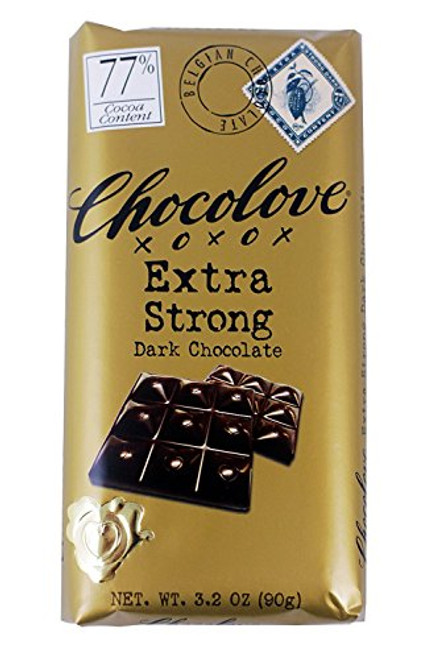 Chocolove Chocolate Bar 77 Extra Strong Dark 3_2 Ounce Pack of 12