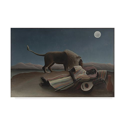 Trademark Fine Art Sleeping Gypsy by Henri J_F_ Le Douanier Rousseau 12x19-Inch Multicolor Trademark Fine Art Sleeping Gypsy by Henri J_F_ Le Douanier Rousseau 12x19-Inch Multicolor