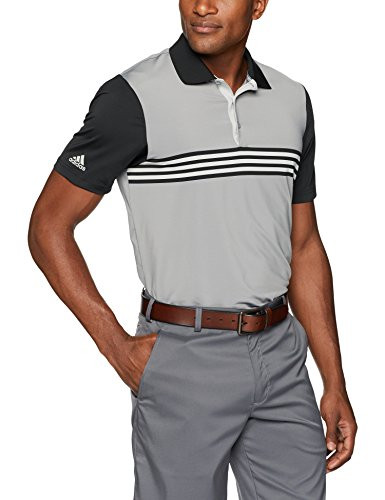 adidas Golf Mens Ultimate Engineered 3 Stripe Polo Grey Three FBlack Medium