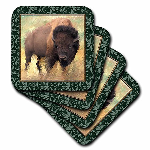 3dRose CST-12006-4 Winter Buffalo Ceramic Tile Coasters Set of 8