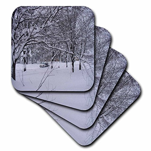 3dRose CST-6232-4 Winter Scene Ceramic Tile Coasters Set of 8