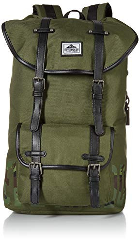 Steve Madden Mens Logo Utility Backpack with Keychain Olive Multi Camo One Size