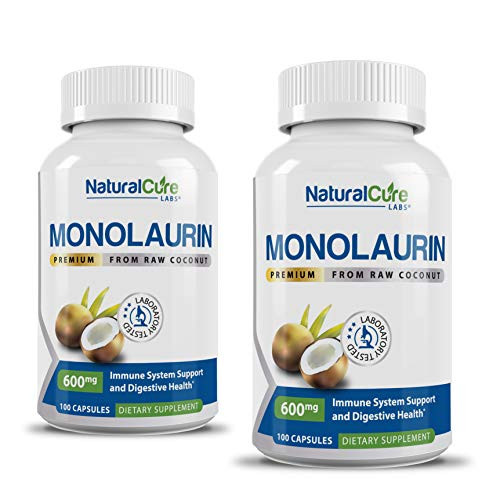 Natural Cure Labs Premium Monolaurin 600mg - 2 Pack 200 Capsules