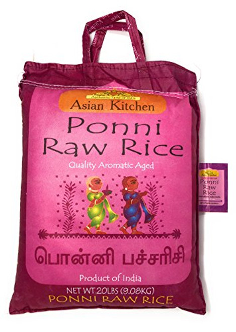 Asian Kitchen Ponni Raw Rice 20lbs Pound Bag 9_08kg Short Grain Rice ~ All Natural Gluten Free Vegan Indian Origin Export Quality Asian Kitchen Ponni Raw Rice 20lbs Pound Bag 9_08kg Short Grain Rice ~ All Natural Gluten Free Vegan Indian Origin Export Quality