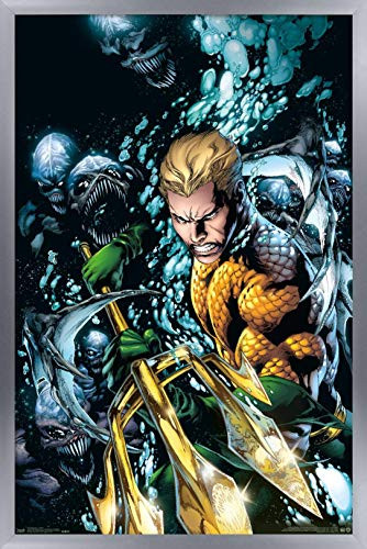 Trends International DC Comics - Aquaman - Trident Wall Poster 22_375 x 34 Silver Framed Version