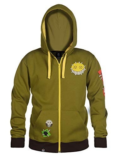 JINX Overwatch Ultimate Junkrat Zip-Up Hoodie Military Green Small