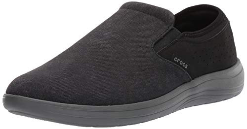 Crocs Mens Reviva Canvas Slip On Loafer BlackSlate Grey 7 M US