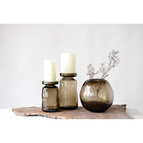 Creative Co-op Transparent Ball-Shaped Glass Vase Brown