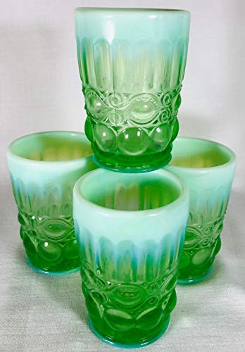 Mosser Glass Eye Winker Opal Tumblers Set of 4 in Green