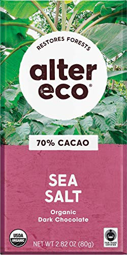 Alter Eco  Deep Dark Sea Salt  70 Pure Dark Cocoa Fair Trade Organic Non-GMO Gluten-Free Dark Chocolate Bar 12 Bars