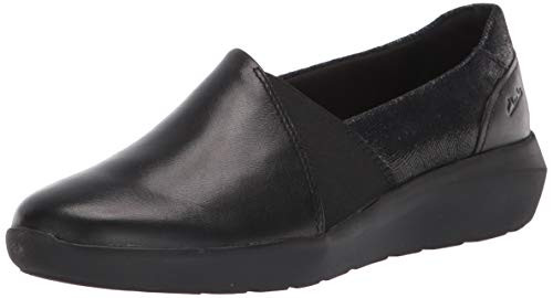 Clarks Womens Kayleigh Step Loafer Black Interest Suede Combi 9 Wide