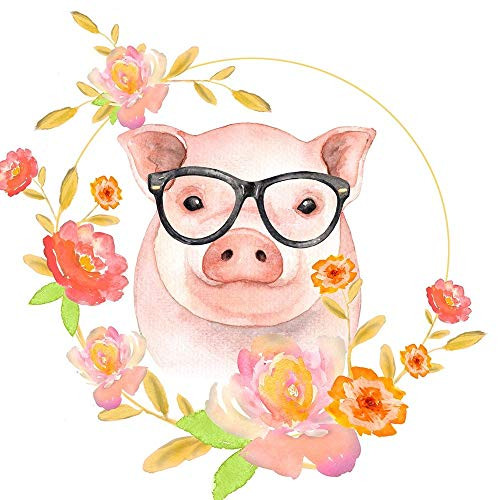 Posterazzi Collection Happy Little Pig Poster Print by Atelier B Art Studio 24 x 24