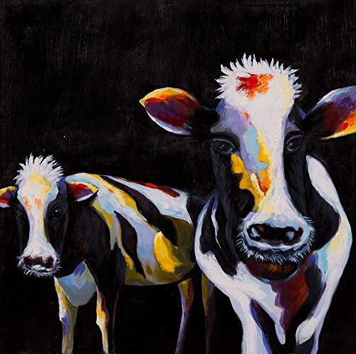 Posterazzi Collection Two Funny Cows Poster Print by Atelier B Art Studio 24 x 24