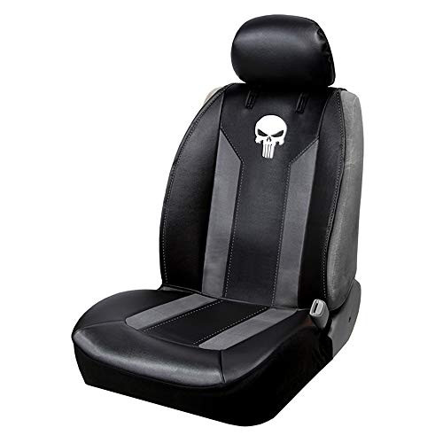 Plasticolor 008620R01 The Punisher Skull Symbol Logo Marvel Premium Stitched Sideless Seat Cover with Cargo Pocket