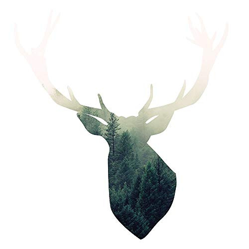Posterazzi Collection Deer Head with Green Landscape Shape Poster Print by Atelier B Art Studio 24 x 24