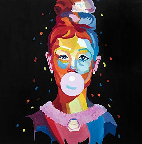Posterazzi Collection Colorful Woman Portrait with Bubblegum Poster Print by Atelier B Art Studio 24 x 24
