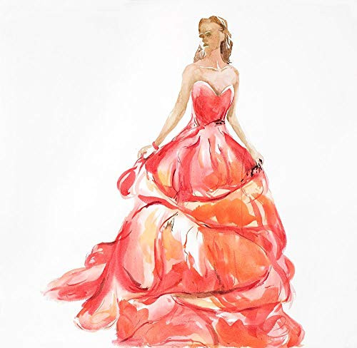 Posterazzi Collection Beautiful RED Prom Dress Poster Print by Atelier B Art Studio 24 x 24