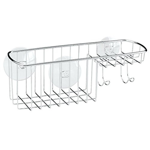 InterDesign Rondo, Suction Bathroom Shower Caddy Basket for Shampoo, Conditioner, Soap - Stainless Steel