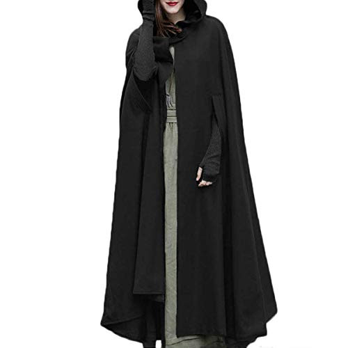 Women Trench Coat Open Front Cardigan Jacket Coat Cape Cloak Poncho Plus Black XL