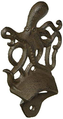 Hampton Nautical K-9116-cast-iron Cast Iron Wall Mounted Octopus 6" Bottle Opener