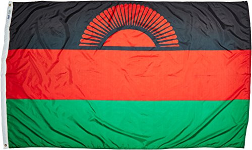 Annin Flagmakers Model 195265 Malawi Flag Nylon SolarGuard NYL-Glo 5x8 ft 100 Made in USA to Official United Nations Design Specifications Annin Flagmakers Model 195265 Malawi Flag Nylon SolarGuard NYL-Glo 5x8 ft 100 Made in USA to Official United Nations Design Specifications