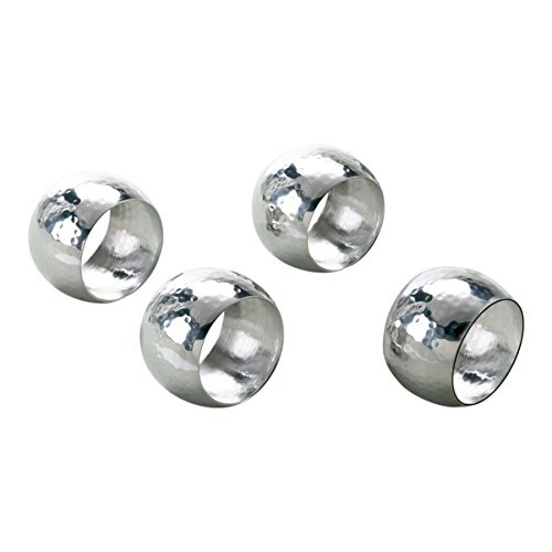Elegance Hammered 1-1/2-Inch Stainless Steel Napkin Ring, Set Of 4