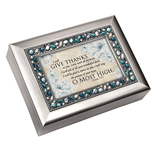 Cottage Garden Give Thanks to The Lord Brushed Silvertone Jewelry Music Box Plays How Great Thou Art Cottage Garden Give Thanks to The Lord Brushed Silvertone Jewelry Music Box Plays How Great Thou Art