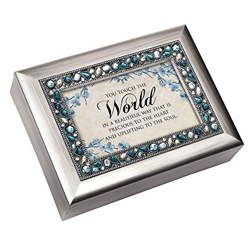 Cottage Garden You Touch World Beautiful Way Brushed Silvertone Jewelry Music Box Plays Wonderful World Cottage Garden You Touch World Beautiful Way Brushed Silvertone Jewelry Music Box Plays Wonderful World