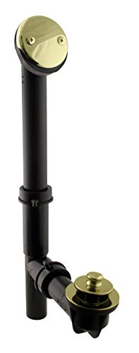 Westbrass 597144-01 1-12 Tubular Pull   Drain Bath Waste Drain Kit with 2-Hole Overflow Faceplate Polished Brass