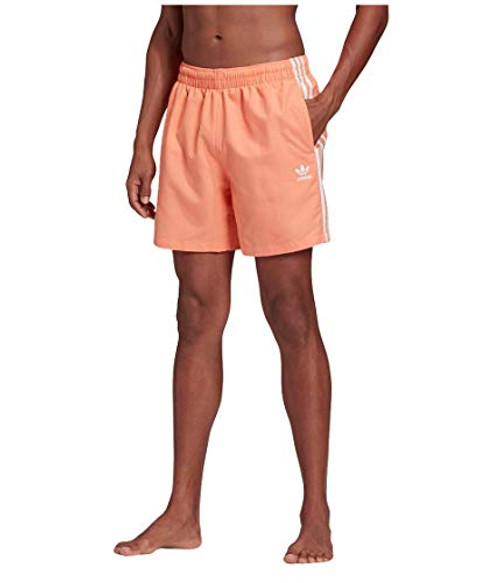 adidas Originals Mens 3-Stripes Swim Shorts Chalk Coral X-Large