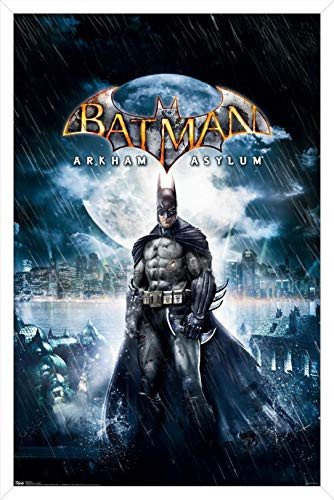 Trends International DC Comics Video Game - Arkham Asylum - Key Art Wall Poster 22_375 x 34 White Framed Version