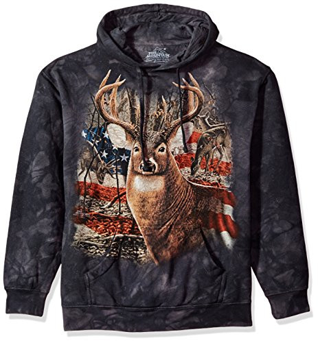 The Mountain Patriotic Buck Adult Hoodie Black Large