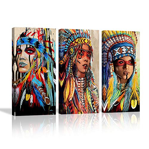 Indian Girl Chief Native American Canvas Wall Art Colorful Feathered Women Prints Gifts Modern print Paintings Posters Living Room Bedroom Ofice Home Decoration Frame Ready to Hang Indian Girl Chief Native American Canvas Wall Art Colorful Feathered Women Prints Gifts Modern print Paintings Posters Living Room Bedroom Ofice Home Decoration Frame Ready to Hang