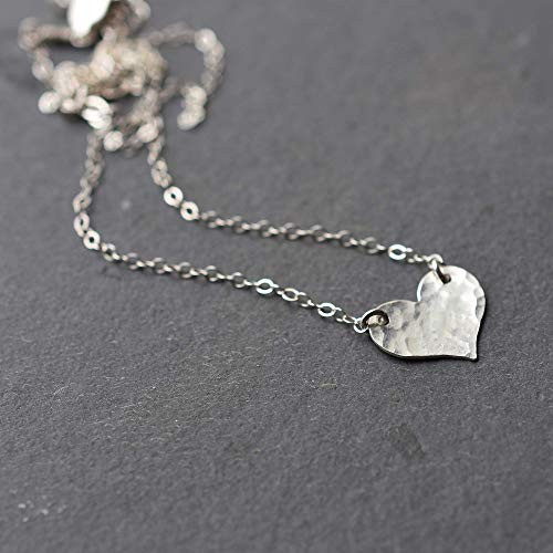 Sterling Silver Hammered Heart Pendant Necklace Jewelry Gift for Women 16 inches Sterling Silver Hammered Heart Pendant Necklace Jewelry Gift for Women 16 inches