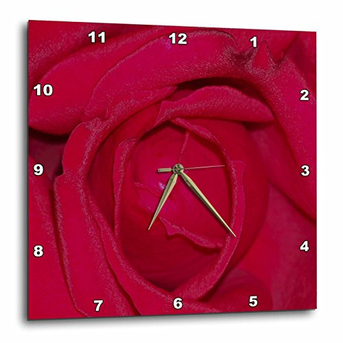 3dRose DPP-14152-1 Wall Clock Red Rose Center Closed 10 by 10-Inch