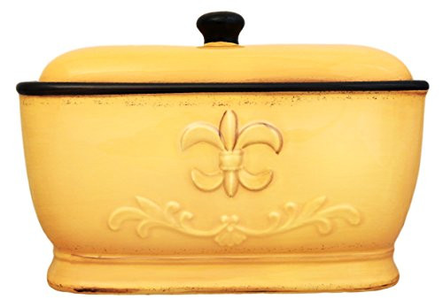 Tuscany Fleur De Lis Bread BoxToast Jar Color Yellow