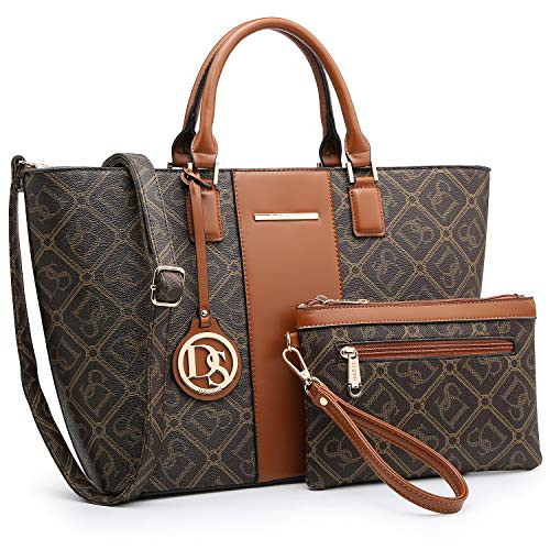 DASEIN Womens Handbags Purses Large Tote Shoulder Bag Top Handle Satchel Bag for Work 2-Dasein Print Coffee  Matching Clutch