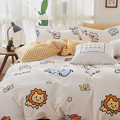 BlueBlue Zoo Kids Duvet Cover Set Twin 100 Cotton Bedding for Boys Girls Teens Single Bed Cartoon Lion Elephant Pig Squirrel Pattern Print on White 1 Comforter Cover 2 Pillowcase Twin Animals BlueBlue Zoo Kids Duvet Cover Set Twin 100 Cotton Bedding for Boys Girls Teens Single Bed Cartoon Lion Elephant Pig Squirrel Pattern Print on White 1 Comforter Cover 2 Pillowcase Twin Animals