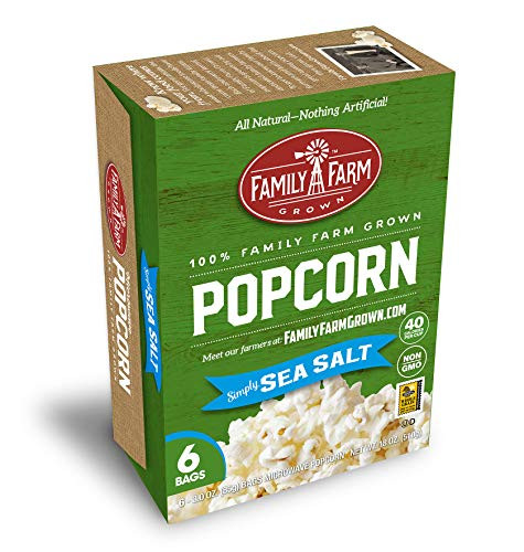 Family Farm Grown Microwave Popcorn Simply Sea Salt  All Natural Snack Non-GMO Whole Grain Gluten Free 18oz_ Pack of 6